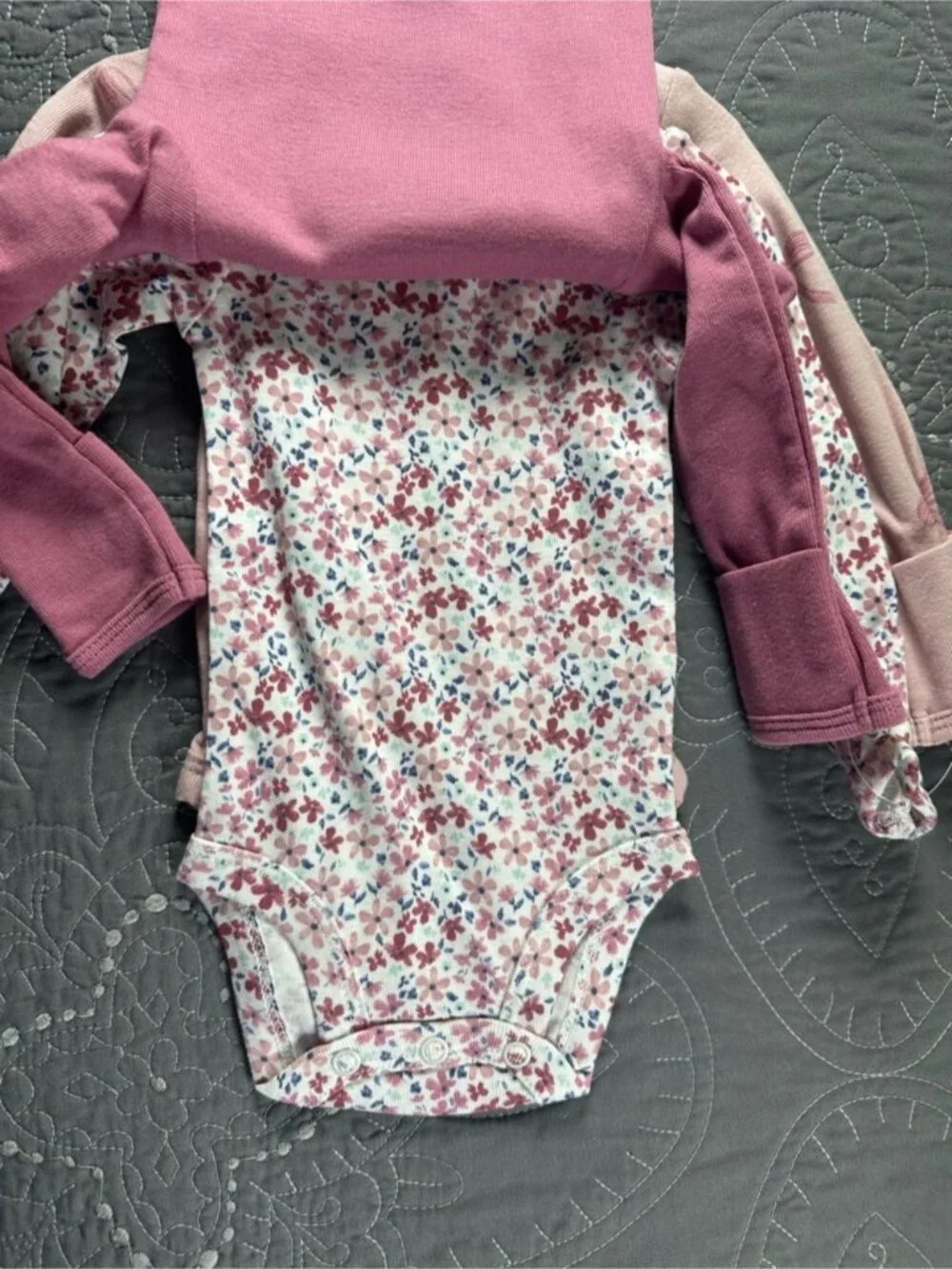 Carters Pink Newborn 3 Pack Onesies and 2 Pack Pants Lot NWT Size Newborn